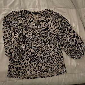 Banana Republic Black and Cream Patterned Blouse